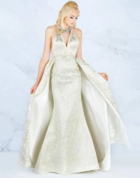 Mac Duggal Prom - 66741M Crystal Accented Halter Dress With Overskirt Formal Gowns 3 Mac Duggal Prom - 66741M Crystal Accented Halter Dress With Overskirt Formal Gowns