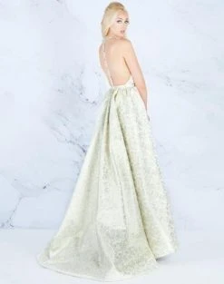 Mac Duggal Prom - 66741M Crystal Accented Halter Dress With Overskirt Formal Gowns