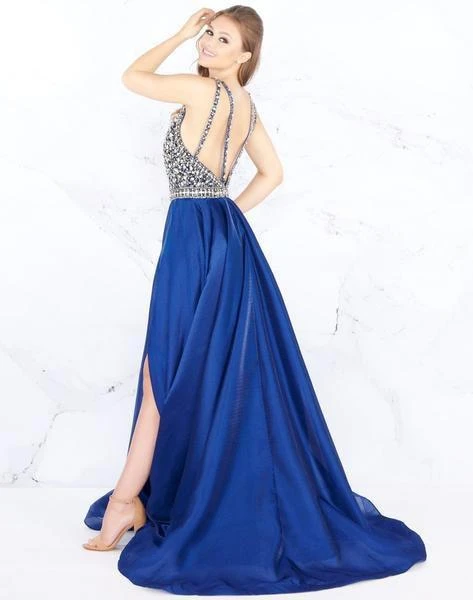 Mac Duggal Prom - 66762M Strappy Beaded Plunging Gown With Slit 4 Mac Duggal Prom - 66762M Strappy Beaded Plunging Gown With Slit