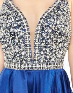 Mac Duggal Prom - 66762M Strappy Beaded Plunging Gown With Slit 7 Mac Duggal Prom - 66762M Strappy Beaded Plunging Gown With Slit