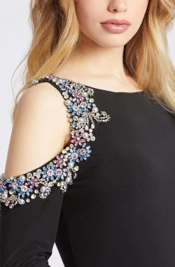 Mac Duggal Prom - 66769M Bead Embellished Jewel Gown With Slit Formal Gowns