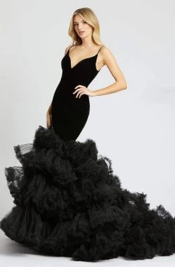 Mac Duggal Prom - 67302M Deep V-neck Ruffled Mermaid Dress Formal Gowns