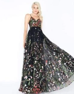 Mac Duggal - Sheer Sweetheart Floral Embroidered A-Line Gown 62989M - 1 Pc Black Multi In Size 6 Available Formal Gowns