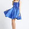 Cocktail Dresses Mac Duggal - Square Neck Fit And Flare Short Dress 66571C - 1 Pc Royal In Size 6 Available