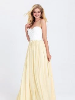 Formal Gowns Madison James - 16-311 Dress In White Yellow