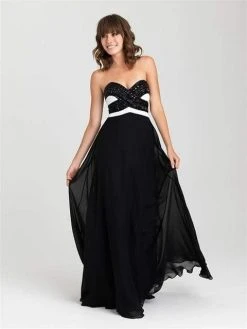 Madison James - 16-427 Dress In Black White