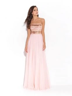 Madison James 17-259 Strapless Sequin Embellished Chiffon Gown