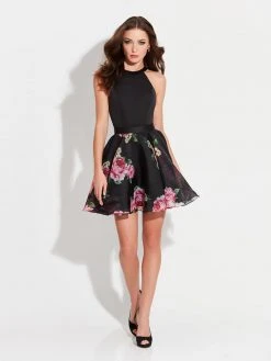 Cocktail Dresses Madison James - 17-500 Halter Neck Floral Cocktail Dress