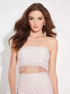 Cocktail Dresses Madison James - 17-519 Strapless Two Piece Fringe Short Dress