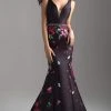Madison James - 18-601 Plunging Ladder Back Floral Mermaid Gown