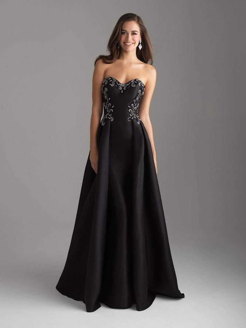 Madison James - 18-606 Strapless Scroll Beaded Mikado Overskirt Gown Formal Gowns 6 Madison James - 18-606 Strapless Scroll Beaded Mikado Overskirt Gown Formal Gowns