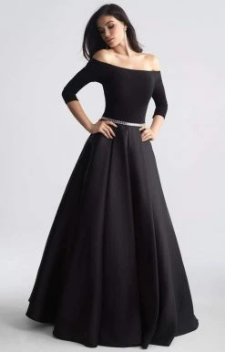 Madison James - 18-609 Off The Shoulder Full A-Line Mikado Dress Formal Gowns