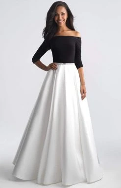 Madison James - 18-609 Off The Shoulder Full A-Line Mikado Dress Formal Gowns