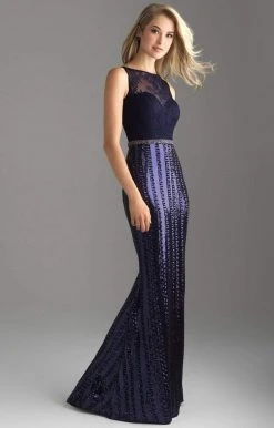 Formal Gowns Madison James - 18-615 Illusion Bodice Sequined Sheath Gown