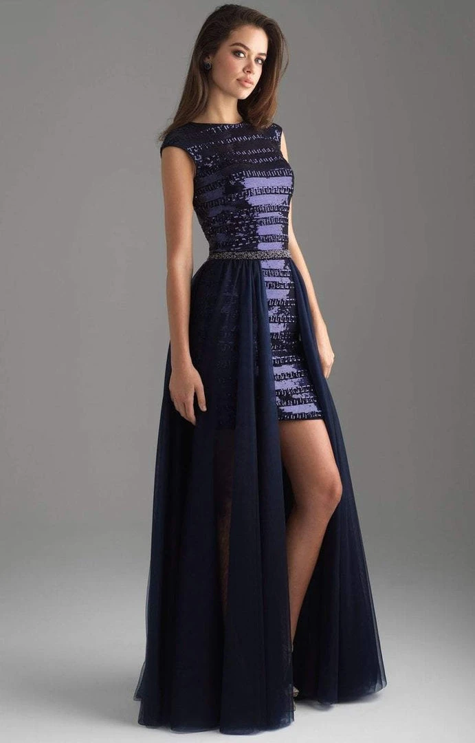 Madison James - 18-616 Cap Sleeve Sequin Ornate Overskirt Gown 4 Madison James - 18-616 Cap Sleeve Sequin Ornate Overskirt Gown