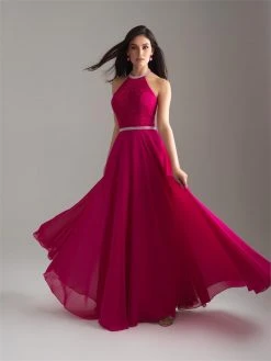 Madison James - 18-621 Beaded Halter Neck Lace And Chiffon Gown Formal Gowns