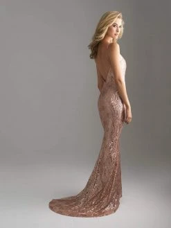 Madison James - 18-624 Deep V-neckline Sequined Sheath Gown