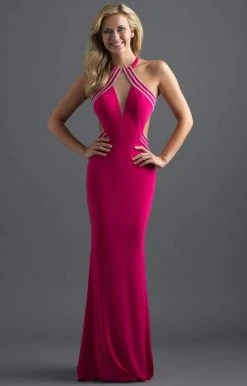 Madison James - 18-631 Halter Fitted Cutout Jersey Dress