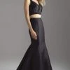Madison James - 18-637 Two Piece Crop Top Mikado Mermaid Gown