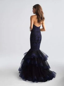 Formal Gowns Madison James - 18-647 Floral Lace Halter Tulle Mermaid Dress