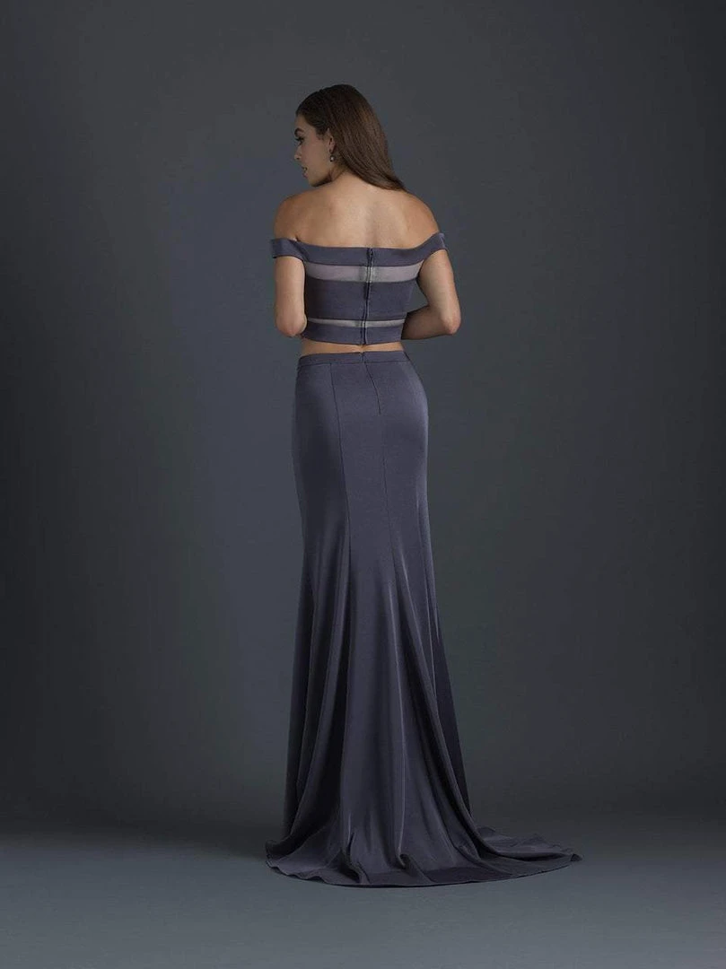 Madison James - 18-648 Two Piece Off Shoulder Fitted Evening Dress Formal Gowns 6 Madison James - 18-648 Two Piece Off Shoulder Fitted Evening Dress Formal Gowns