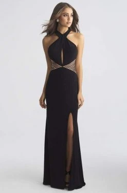 Madison James - 18-661 Fitted Halter Keyhole Evening Dress Formal Gowns