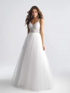 Madison James - 18-668 Sheer Beaded Lace A-Line Evening Dress 8 Madison James - 18-668 Sheer Beaded Lace A-Line Evening Dress