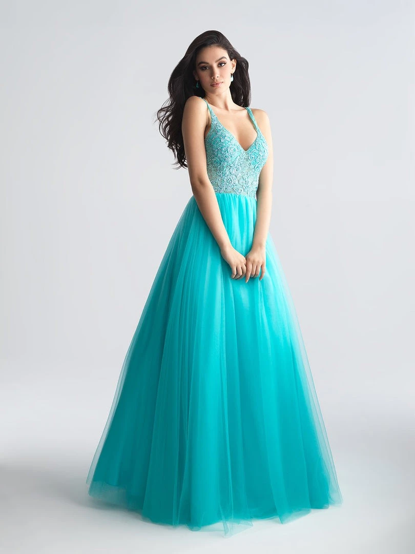 Madison James - 18-668 Sheer Beaded Lace A-Line Evening Dress 3 Madison James - 18-668 Sheer Beaded Lace A-Line Evening Dress