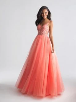 Madison James - 18-668 Sheer Beaded Lace A-Line Evening Dress 9 Madison James - 18-668 Sheer Beaded Lace A-Line Evening Dress