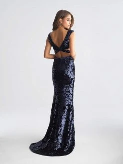 Formal Gowns Madison James - 18-678 Two Piece Velvet And Sequined Sheath Dress