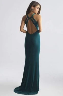 Madison James - 18-698 Beaded Cutout Sheath Sleeveless Jersey Dress - 1 Pc. Purple In Size 12 Available