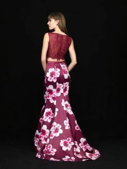 Formal Gowns Madison James - 18-699 Two Piece Lace And Floral Print Trumpet Dress