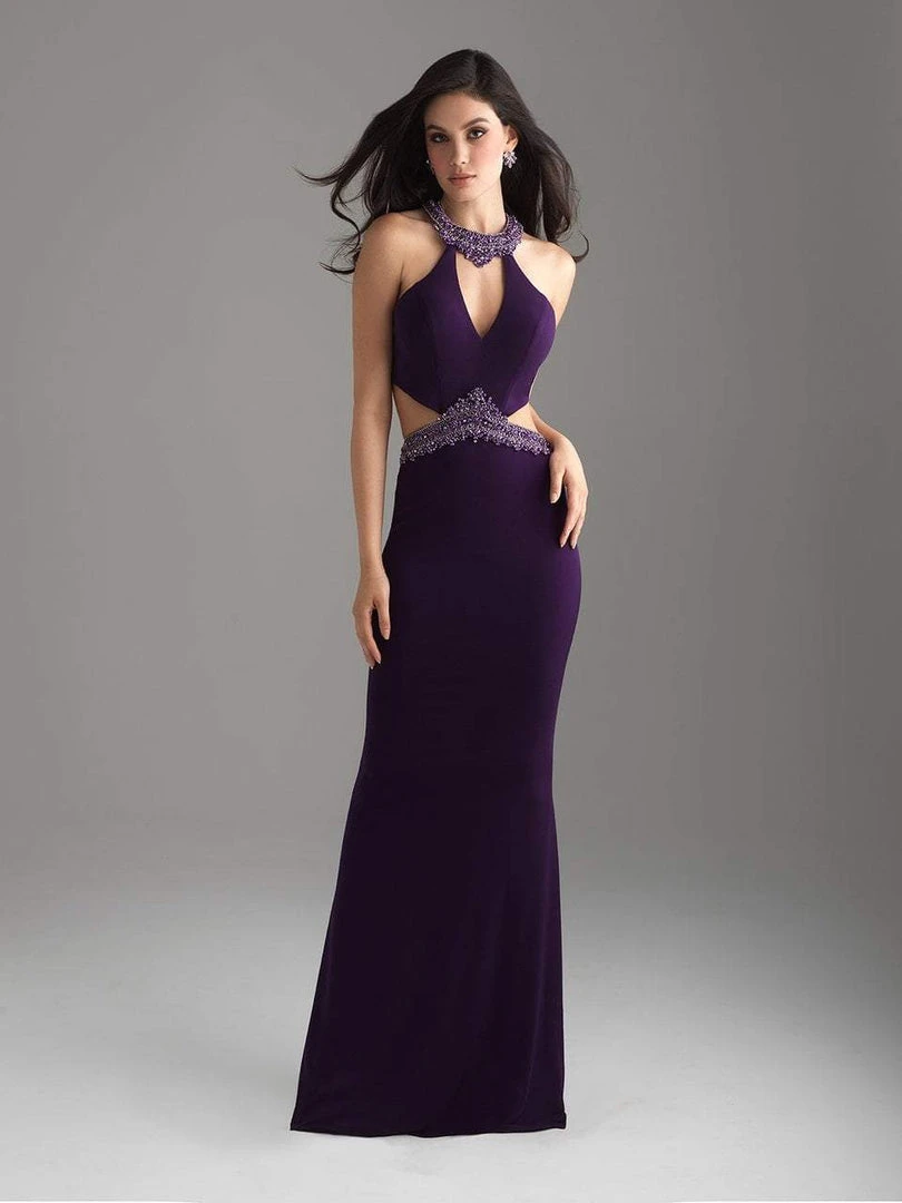 Madison James - 18-701 Beaded High Halter Sheath Dress Formal Gowns 6 Madison James - 18-701 Beaded High Halter Sheath Dress Formal Gowns