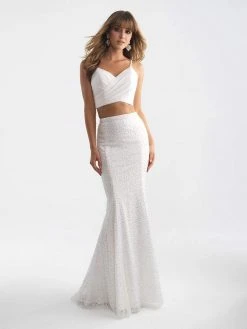 Madison James - 18-711 Two Piece V-neck Sheath Dress