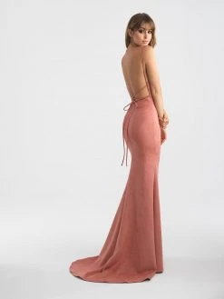 Madison James - 18-713 Suede Square Sheath Dress Formal Gowns