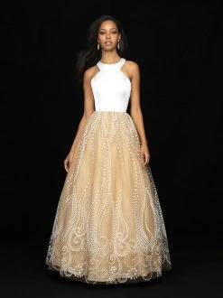 Madison James - 18-716 Long Satin Halter A-line Dress Formal Gowns