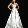 Formal Gowns Madison James - 18-721 Metallic Print Straight Neck Ballgown