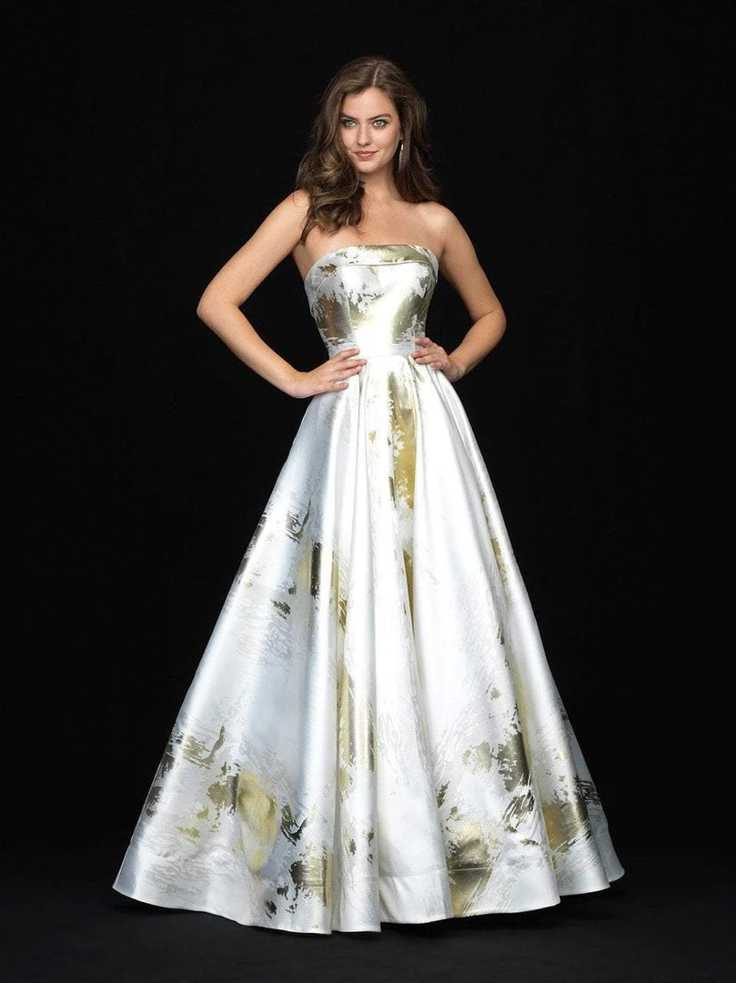 Formal Gowns Madison James - 18-721 Metallic Print Straight Neck Ballgown 3 Formal Gowns Madison James - 18-721 Metallic Print Straight Neck Ballgown