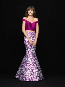 Formal Gowns Madison James - 18-725 Two Piece Mikado Printed Mermaid Dress