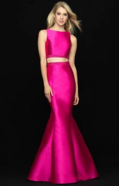 Formal Gowns Madison James - 18-731 Two-Piece Bow Accented Mikado Mermaid Gown