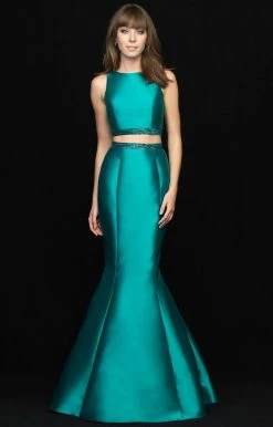 Formal Gowns Madison James - 18-731 Two-Piece Bow Accented Mikado Mermaid Gown
