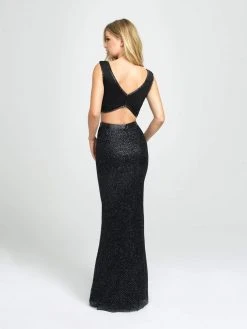Madison James - 19-101 Two-Piece Glitter Crosshatch Sheath Gown Formal Gowns