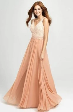 Formal Gowns Madison James - 19-108 Asymmetrical Embroidered High Slit Gown
