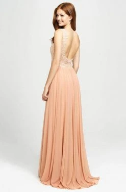 Formal Gowns Madison James - 19-108 Asymmetrical Embroidered High Slit Gown