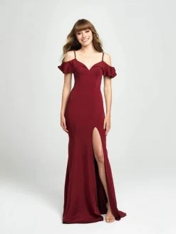 Madison James - 19-109 Draped Cold Shoulder High Slit Gown 7 Madison James - 19-109 Draped Cold Shoulder High Slit Gown
