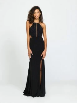 Madison James - 19-110 Crystal-Studded Illusion Paneled Gown Formal Gowns