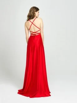 Formal Gowns Madison James - 19-115 Crisscross Designed Backless Satin Gown 12 Formal Gowns Madison James - 19-115 Crisscross Designed Backless Satin Gown