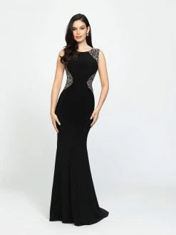 Madison James - 19-116 Beaded Jewel Evening Dress With Slit