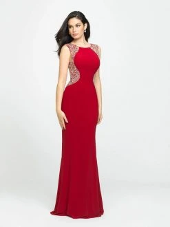 Madison James - 19-116 Beaded Jewel Evening Dress With Slit