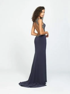 Madison James - 19-116 Beaded Jewel Evening Dress With Slit